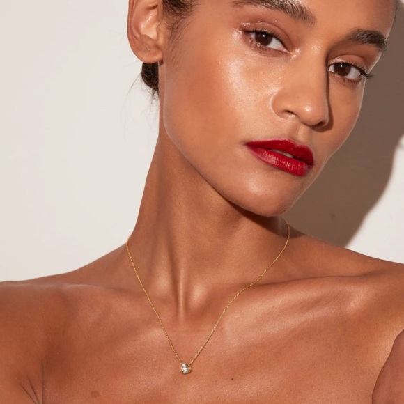 Round Gold Gemstone Solitaire Necklace - Picture 4 of 6